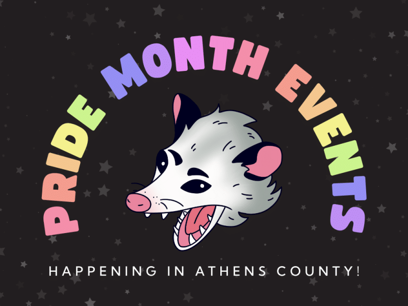 Graphic reading "pride month events"