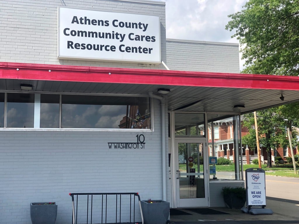 Building front of the Athens County Community Cares Resource Center at 10 W. Washington St., Nelsonville, Ohio.