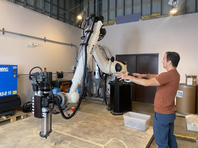 3d printing machine and person