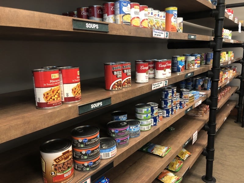 Canned food on a shelf