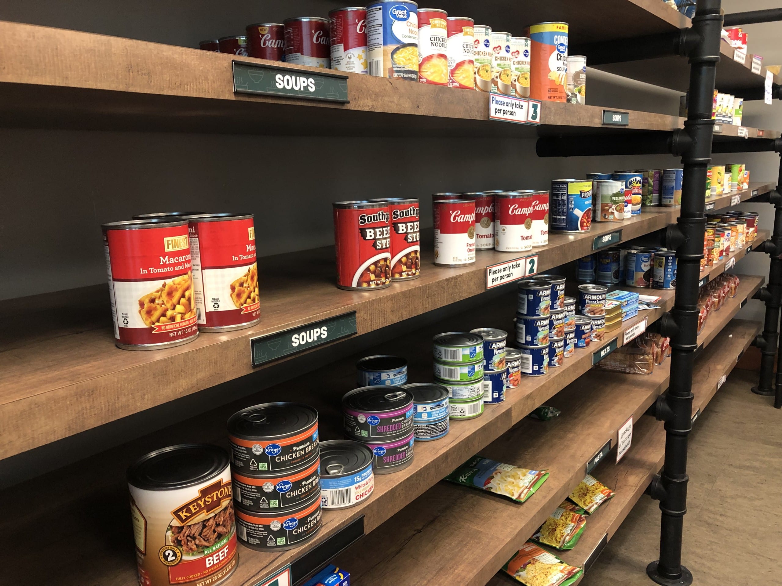 Canned food on a shelf