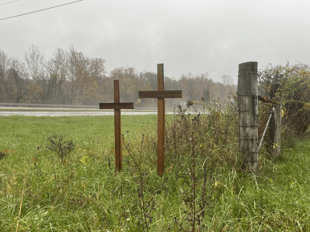 Two crosses by the highway