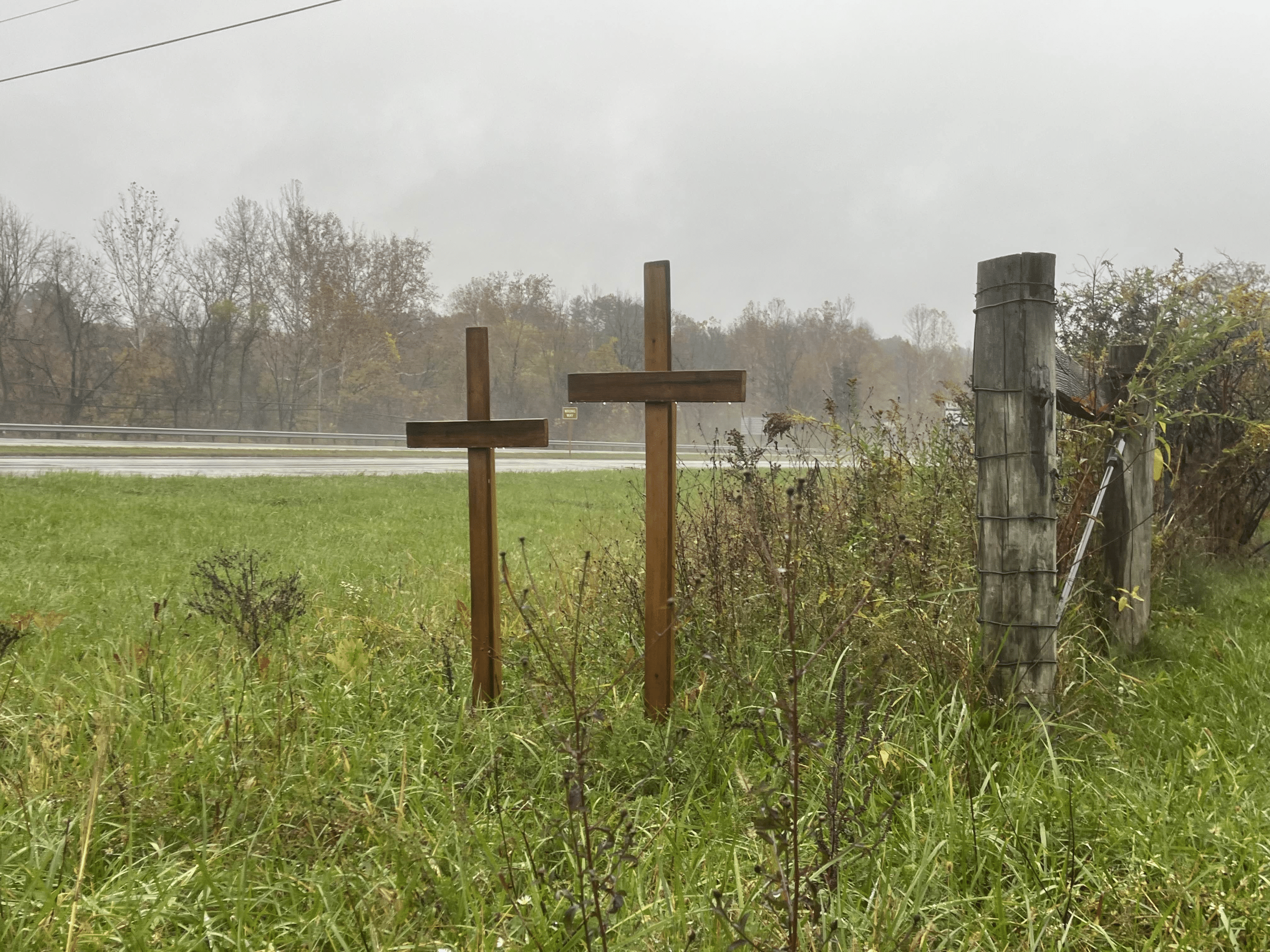 Two crosses by the highway