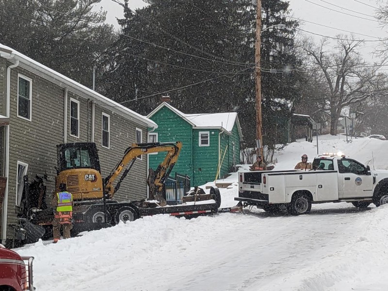 A city vehicle hauling heavy machinery on a trailer collided with Good Works’ Sign of Hope, at 100 Central Ave. in Athens.