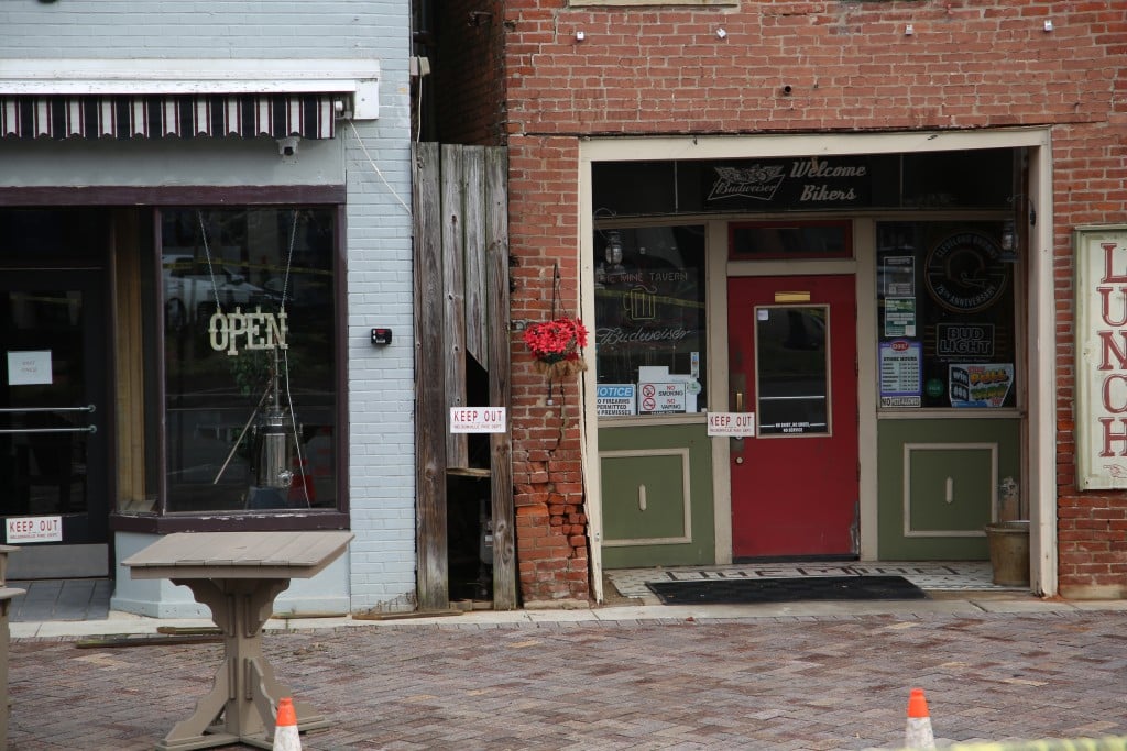 A partial structure collapse at The Mine Tavern.